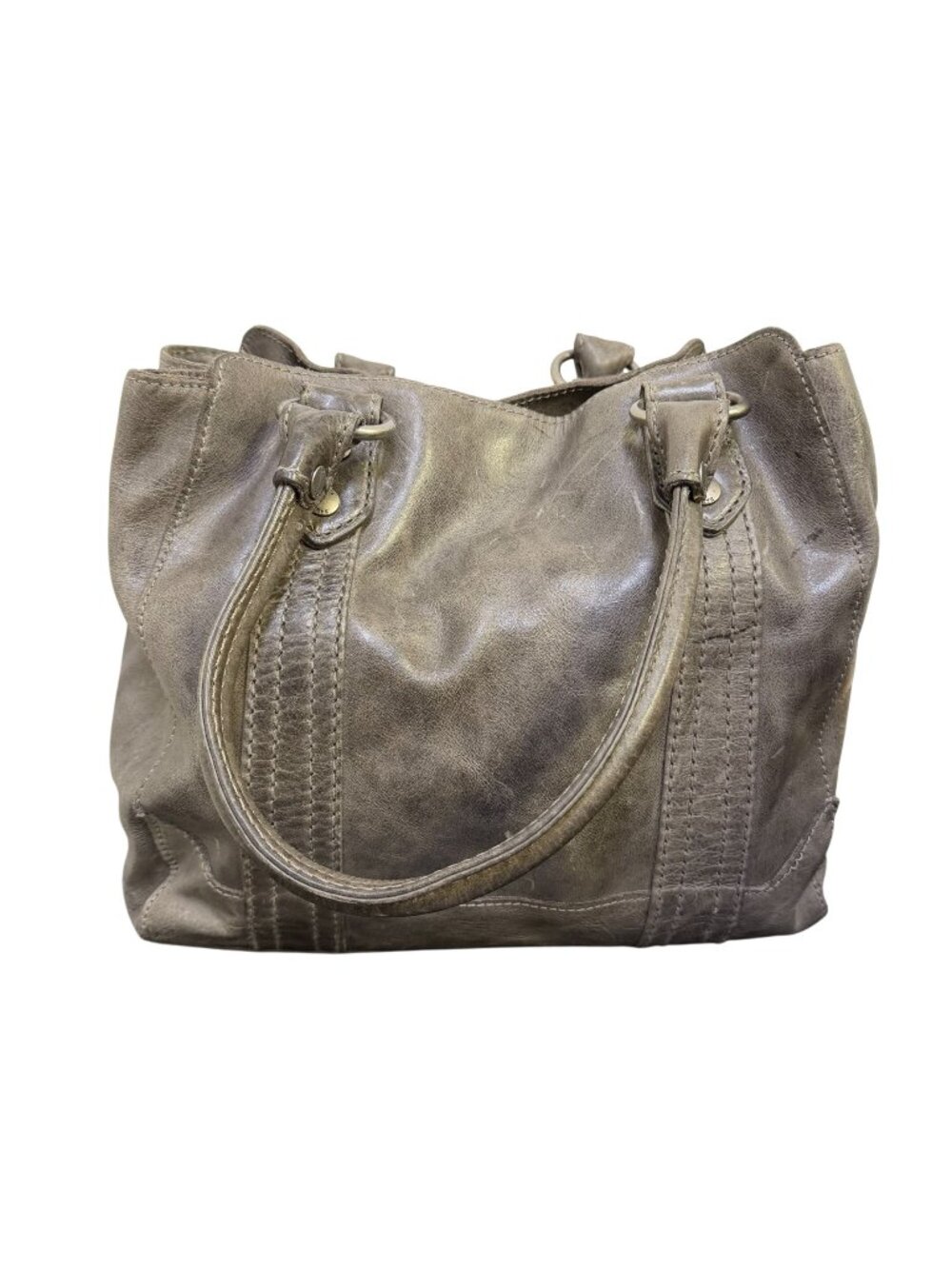 Frye Leather Handbag Gray Large Tote With Dual Handles